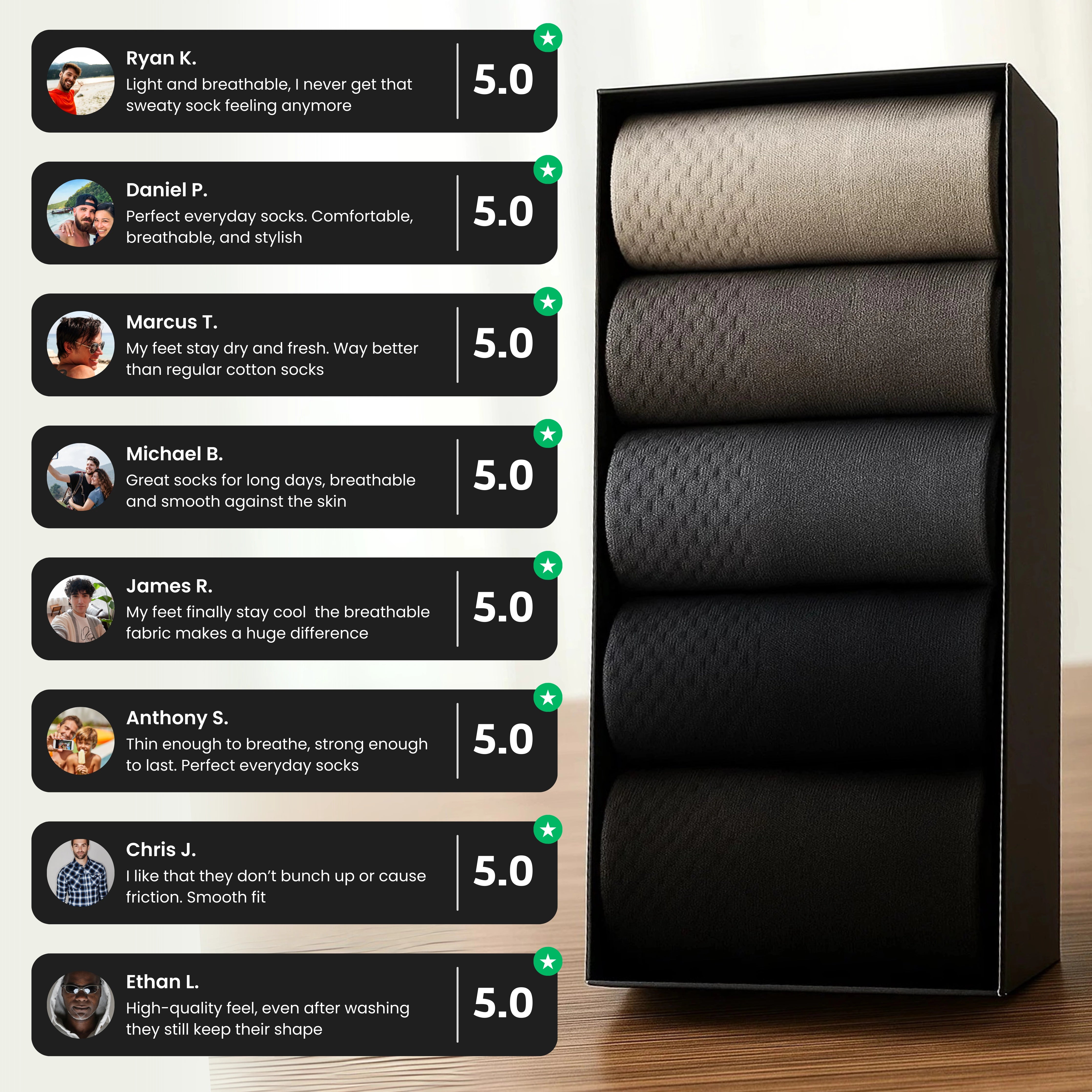 PrimeSock™ — Ultra-Breathable Bamboo Fiber Socks for All-Day Comfort (10 pieces)