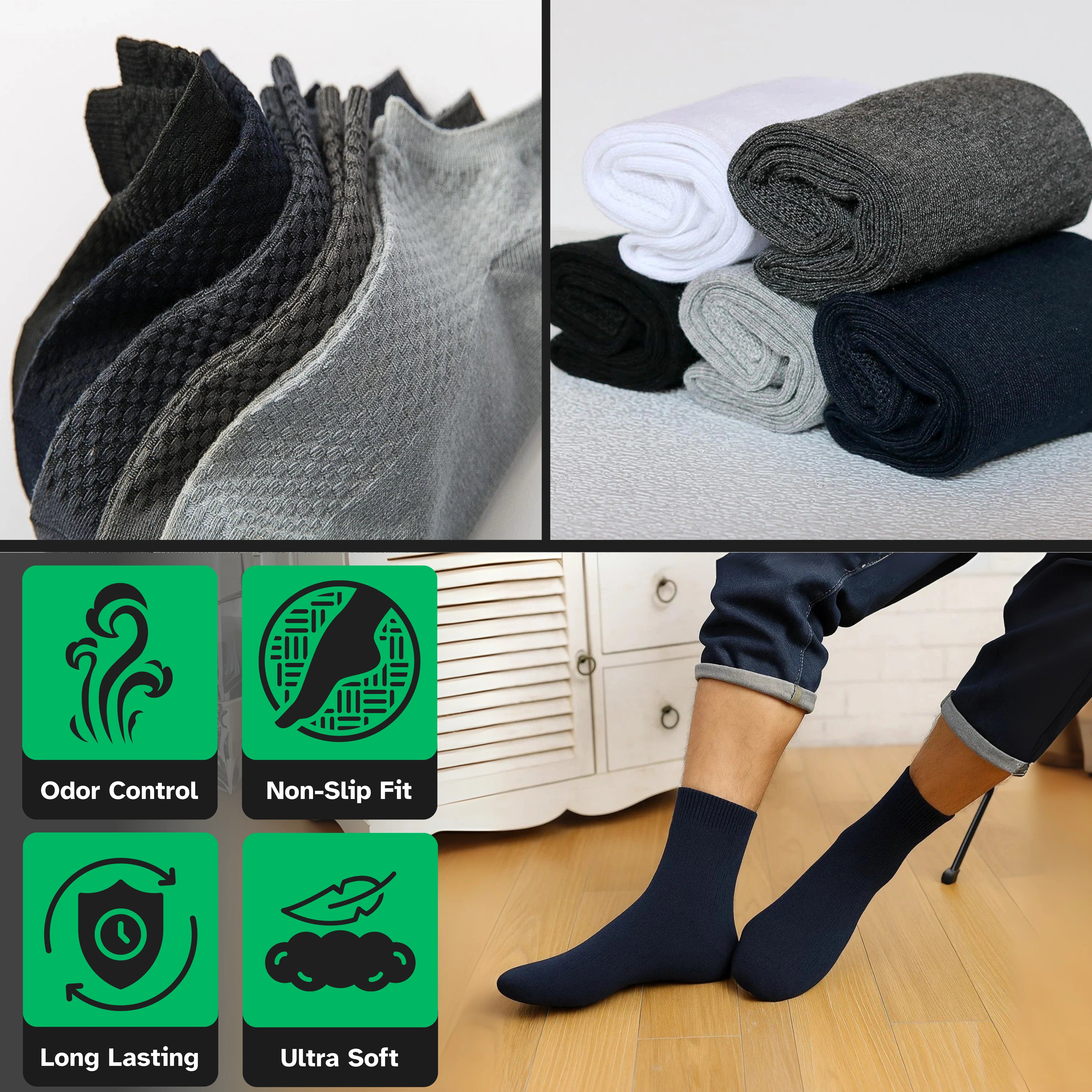 PrimeSock™ — Ultra-Breathable Bamboo Fiber Socks for All-Day Comfort (10 pieces)